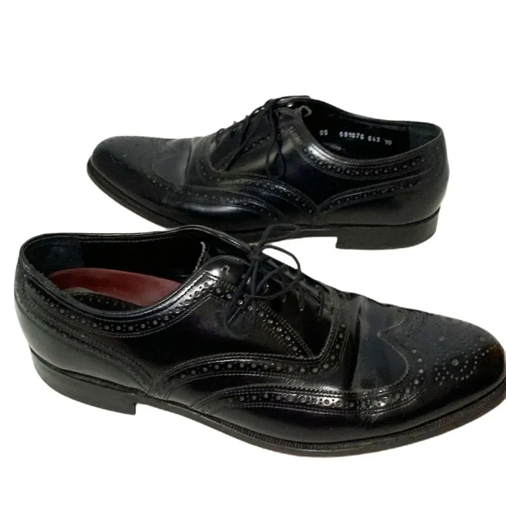 Florsheim Men's Lexington Black Leather Wingtip Oxford Dress Shoe Size 10.5D